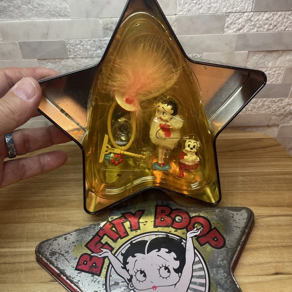 Betty Boop Carlton Cards Ornament‎ Set w/Tin Star Can,
